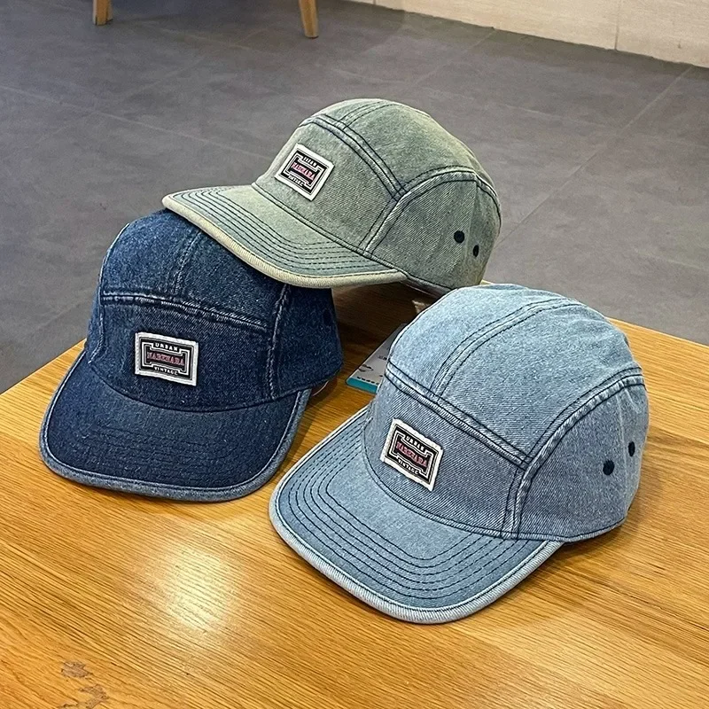 Corduroy Cap 5 Panel - قبعات بيسبول دنيم ذات حافة مسطحة