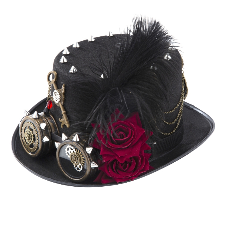 Y166 قبعة Steampunk عتيقة مع ن - مراجعة Fedora Hat Wool وسعره