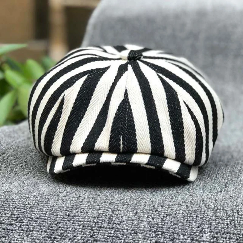 قبعة نيوزبوي قطنية مخططة ثماني - مراجعة Dad Hat Cotton وسعره